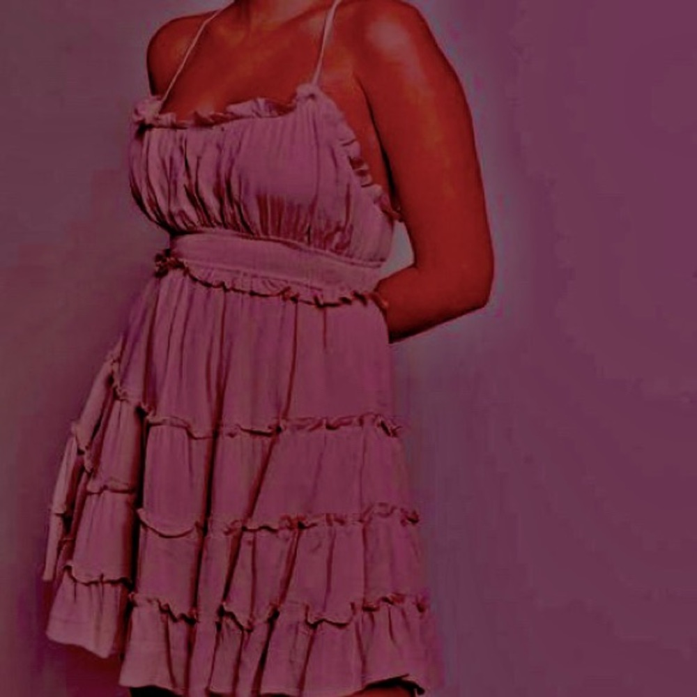 🛑 SOLD 🛑 Lilac Puple Dusty Rose lace Mini Country Spaghetti Stap 90s Sundress